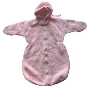 Vintage Pink Fuzzy Baby Sleep Sack Bag Hooded Ears Quiltex Quality Products